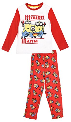 MINIONS - Pijama largo para niño Mania' 2 colores de 3 a 8 años blanco/rojo 3 años