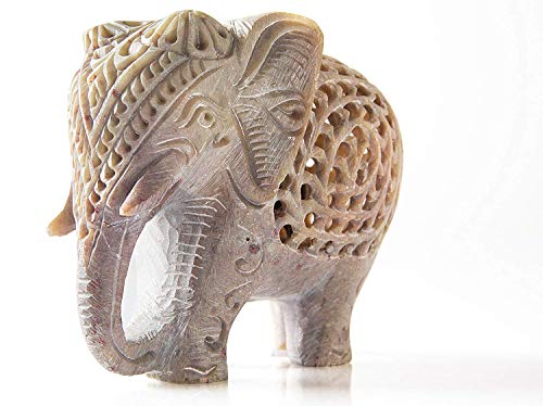 StarZebra - Nested White Elephant Figurines Handmade in Jali or Openwork From a Single Block of Stone From India by StarZebra