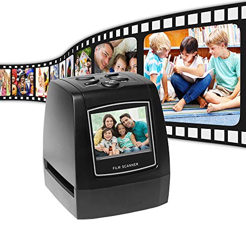 Aibecy-Escáner de negativos portatil, Convertidor de película de Diapositivas de 35 mm y 135 mm Visor de imágenes Digitales con 512 MB de Software de edición de Memoria Incorporado