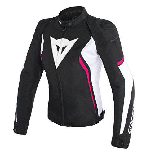 Dainese 2735190_T76 Avro D2 Tex Lady Jacket Chaqueta Moto para Mujer, Multicolor(Negro/Blanco/Rosa), 42 EU