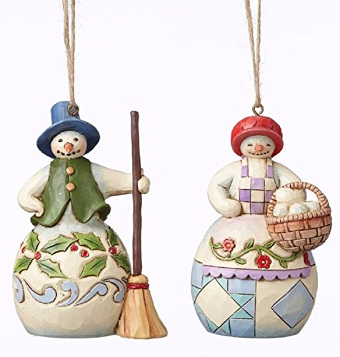 Enesco Jim Shore Heartwood Creek el Señor y la señora de muñeco de Nieve Adorno de Navidad Juego de 2 4051333