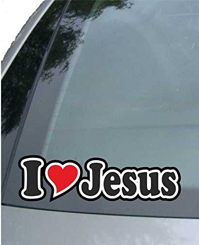 JINTORA - Etiqueta - Pegatina para el Coche I Love Heart - Amo con Corazon 15 cm - I Love Jesus - Camión portátil con Ventana - Pegatina con el Nombre de la Mujer niño Hombre