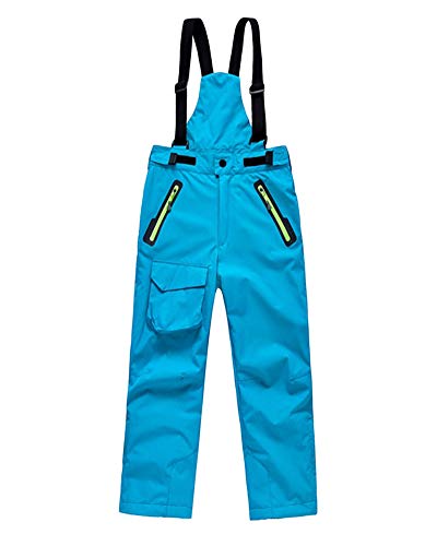 DianShaoA Pantalones De Esquí para Niños Pantalones De Babero Traje De Nieve Impermeable para Deportes Pantalón De Esquí Cremallera En El Tobillo Y Tirantes Desmontables Lago Azul L