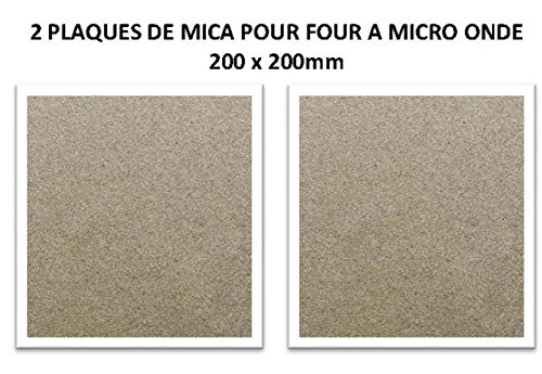 JBG - Juego de 2 placas de mica para horno microondas, 200 x 200 mm, alto rendimiento.