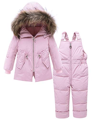 ZOEREA Bebé Niña Chaqueta de Esquí Invierno Conjuntos de Ropa Niñas Traje de Nieve Plumón Abrigo con Capucha y Pantalones 2 Piezas