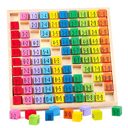 1x1 para Niños Primaria, ábaco de Madera, Juego Tablas de Multiplicar, Tablas Multiplicar, Base 10 Matemáticas, Juegos Matematicos, Dados de Colores, Juguetes Educativos