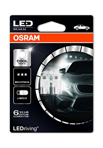 LED Premium Retrofit W2.1x9.5d de OSRAM, LED-W5W, iluminación interior, 2850CW-02B, Cool White, vehículo de 12 V, ampolla doble (2 unidades)