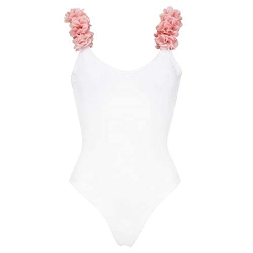 YONKINY Traje de Baño Mama E Hija Verano Bikini de Playa Cintura Alta Bañador Una Pieza Ropa de La Familia (Blanco para Adultos, S)