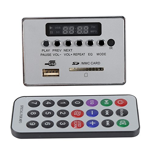 DC12V Tarjeta de Decodificador Bluetooth Audio Módulo de Decodificador de Audio Módulo de Decoder con Control Remoto USB SD TF FM Radio Sin Pérdida Soporte WMA/WAV / MP3 (Plata)