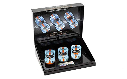 Scalextric 3896A 3896A-1:32 Ford GT40 1968 - Gulf Triple HD, Race, Slot Car, Accesorios, Azul