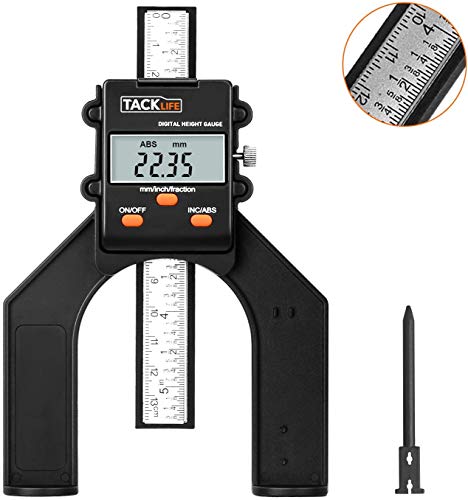 Tacklife MDG01 Medidor de Profundidad 80 mm, Indicador de Profundidad y Altura con Pantalla Digital LCD para la carpintería, tabla de enrutador, máquina hecha, DIY casero, etc.