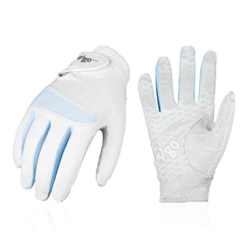 Vgo... Guantes de Golf de Microfibra para Mujer de la Mano Izquierda (Talla 8/M, Azul Claro, MF7991)