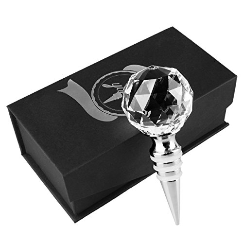 YINUO Metal Diamante Cristal Bola Tapón De Botella De Vino Ahorro De Sellador Con Caja Para Regalo (Cristal Clara)