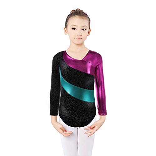 DoGeek Maillot Gimnasia Ritmica Niña Leotardos Gimnasia 3-10 años para Niña (sin Mangas/Manga Larga) (M(5-6 años), Verde)