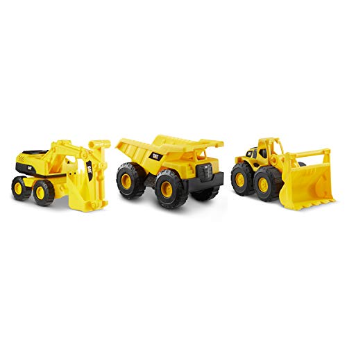 Caterpillar 82284 Vehículos de construcción, Cat Mini Crew 3 Pack-Dump Camión, Cargador de Ruedas, Excavadora, Amarillo