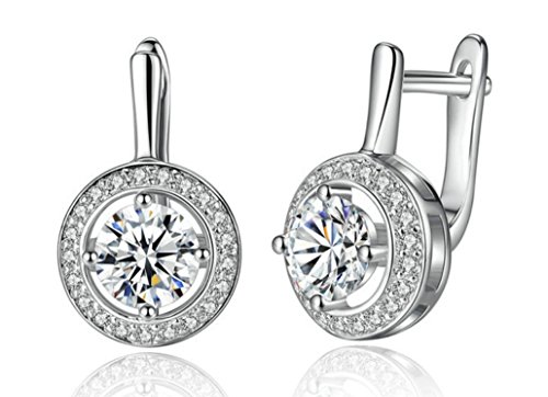 Jewelya Pendientes para Mujer Silver Color con Cubic Zirconia Cristal