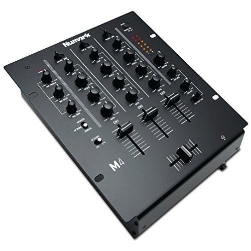 Numark M4 - Mezclador de DJ de 3 Canales Especial para Scratch, Instalable en Rack, con Ecualización de 3 Bandas, Entrada de Micrófono y Crossfader Reemplazable con Controles de Inversión y Curva