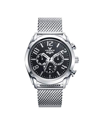 Viceroy 471195-55 - Reloj para Hombre Multifunción Acero, Esfera Negra