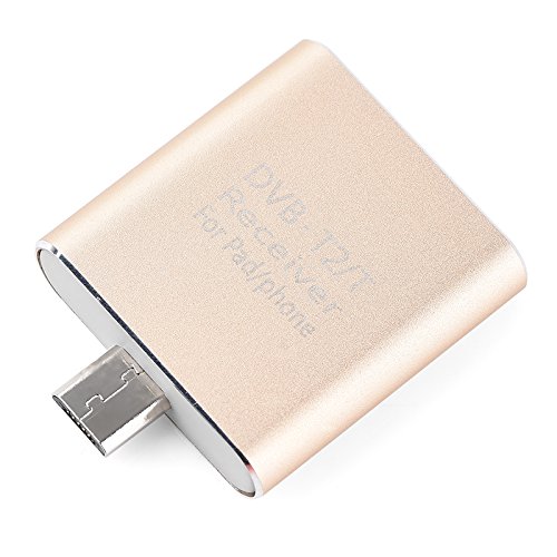 angno - Receptor de TV digital HD, antena, portátil, micro USB DVB-T2/T DVB-T2 Dongle(Golden)