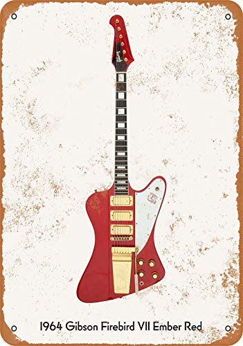 Gibson Firebird VII Ember Red Vintage Aluminum Metal Signs Tin Plaques Wall Poster for Garage Man Cave Beer Cafee Bar Pub Club Shop Outdoor Home Decor 12"x8"