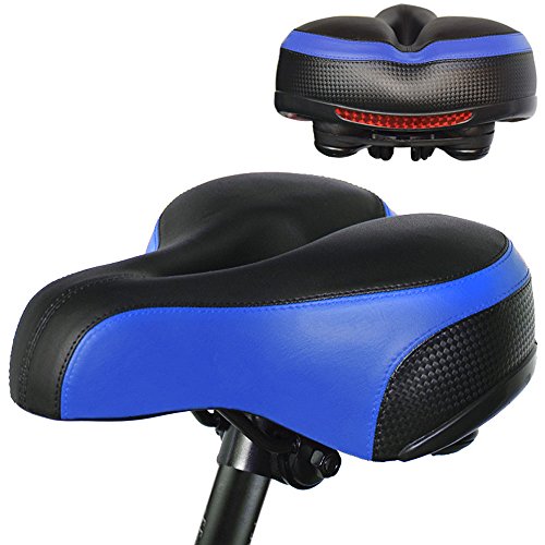 PULEN Sillín para Bicicleta Suave y Grueso Asiento Largo Cómodo de Bicicleta para Bici de Montaña Carretera Sillín con Reflector para Ciclismo Trekking Bike Seat Saddle/9 x 9.8 x 4.5 inches(Azul)