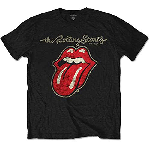 Rolling Stones hombre Plastered Tongue Camiseta XXX-Large Negro