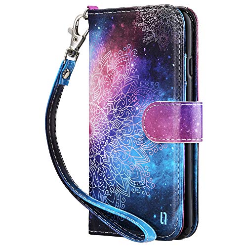 ULAK Funda iPhone 6/6S, Libro de Cuero Impresión con Tapa y Cartera, Elegante PU Leather Carcasa Tarjetero Soporte Plegable Capa para Apple iPhone 6/iPhone 6S - Flor de Mandala