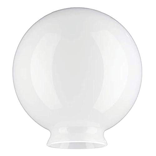 20cm Diámetro Pantalla de Lámpara esférica de Vidrio Blanco con achaflanar cuello. Ancho exterior del cuello: 10.5cm, Agujero: 8.2cm Diámetro, Altura: 20cm, Circunferencia: 63cm.