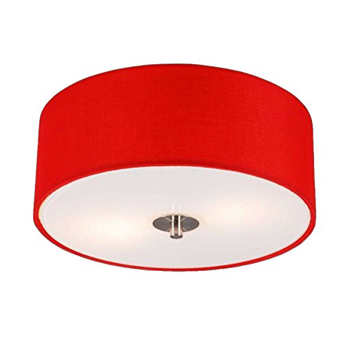 QAZQA Plafón moderno rojo 30cm - DRUM Vidrio/Textil Redonda Adecuado para LED Max. 2 x 40 Watt