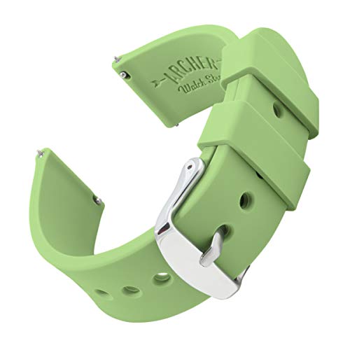 Archer Watch Straps | Repuesto de Correa Reloj de Silicona para Hombre y Mujer, Caucho Fácil de Abrochar para Relojes y Smartwatch | Verde Té, 22mm