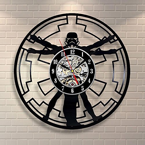 Luziang Reloj de Pared con Registro de Vinilo Star Wars Impero Creativo parete fatta a Mano di orologio di vinile Tamaño: 30 cm, Adecuado para: Sala de Estar, Dormitorio, Estudio, Oficina, etc.