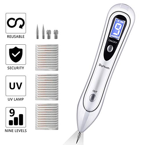 DigHealth Manchas Cara Eliminación, Spot eraser pro, Mole remover pen pluma de pecas, eliminación lunares con Intensidad de 9 Niveles, Mole Manchas Oscuras para Pecas de Tatuaje, LED y luz direcional