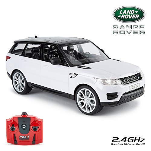 Cmj RC Coches™ con Licencia Oficial Mando a Distancia Range Rover Sport IN 30cm Tamaño 1:14 Escala en Blanco Color