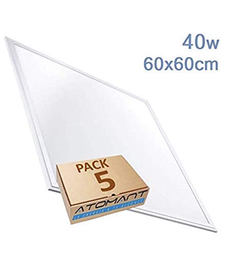 Pack 5x Panel LED Slim 60x60 cm, 40W. Color Blanco Frio (6500K). 3200 Lumenes. Driver incluido. A++