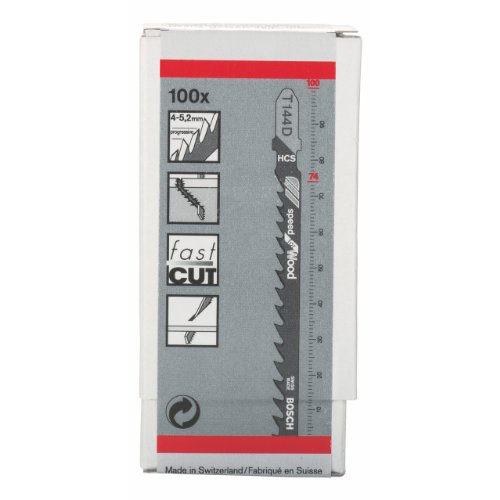 Bosch 2 608 637 880 - Hoja de sierra de calar T 144 D - Speed for Wood (pack de 100)