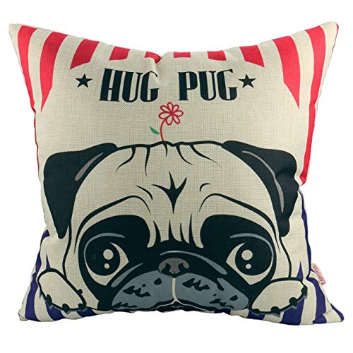 Luxbon Funda Cojin Almohada Los Reyes Magos Perro Carlino Hug Pug Decoración para Sofá Cama Coche 18x18 45x45 cm