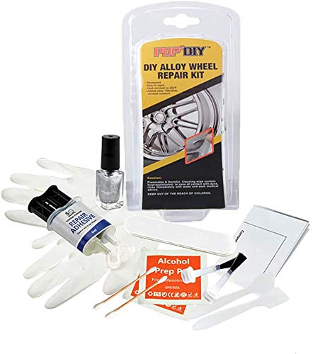 Moonvvin - Kit de reparación de llantas de aleación para reparación de daños y rozaduras, color plateado, con instrucciones completas fáciles (idioma español no garantizado), para llantas de aleación