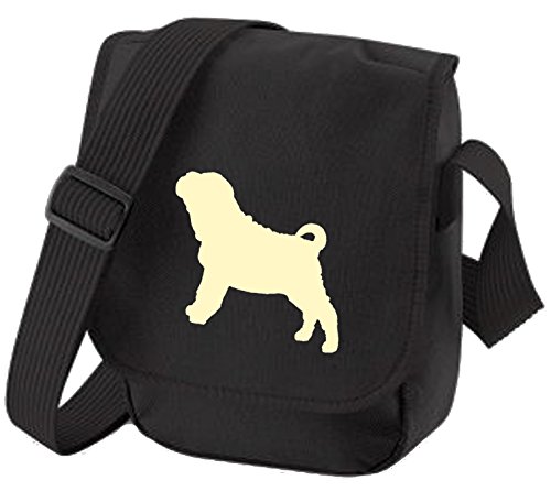 Shar Pei - Bolsa para reportero, diseño de silueta Shar Pei, color Negro, talla Small/Medium