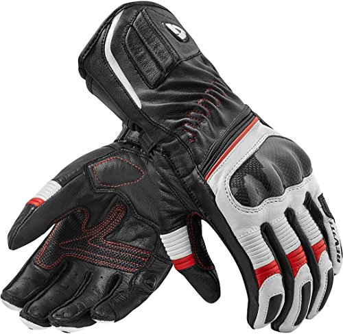 REV'IT Revit Xena 2 - Guantes de motorista para mujer (piel, talla L), color negro, blanco y rojo