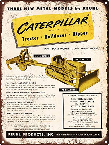 Yohoba 1950 Toy Caterpillar Ad Tractor Bulldozer D7 Shop Repro Cartel de Metal 8 x 12 Pulgadas