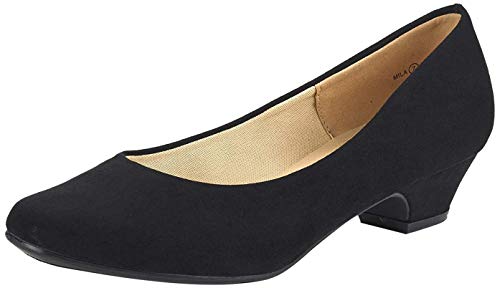 DREAM PAIRS Mila Zapatos de Tacón Vestir para Mujer Negro Ante 38 EU/7 US