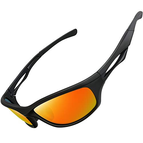 Joopin Gafas de Sol Deportivas Polarizadas con Protección UV 400 Gafas de Ciclismo, Bicicleta Montaña Moto, Golf y Deportes al Aire Libre para Hombres y Mujeres Lente de espejo rojo