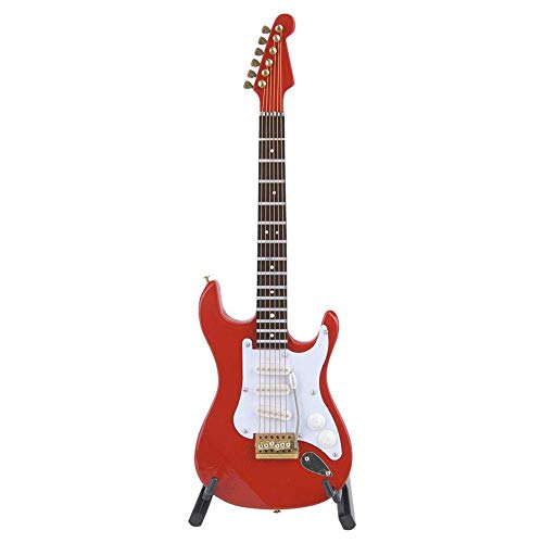 Mini Guitarra Clásica Modelo de Instrumento Musical de Madera Adornos para Guitarra Eléctrica Artesanías de Madera De Tajo Rojo Negro Blanco Café Blanco 18cm(roter)