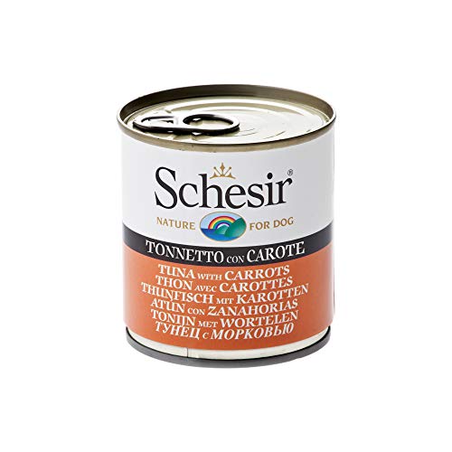 Schesir Comida Húmeda para Perro Atún con Zanahoria - Paquete de 16 x 285 gr - Total: 4560 gr