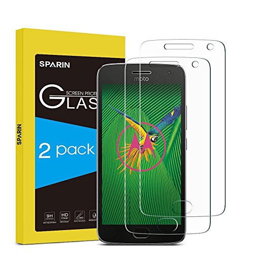 [2-Pack] SPARIN Moto G5 Plus Protector de Pantalla, [Vidrio Templado] [Sin Burbujas] [Dureza de 9H] [Resistente a Arañazos] Protector de Pantalla para Moto G5 Plus