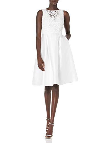 Adrianna Papell Illusion Guipure Mikado vestido para mujer -  Blanco -  38