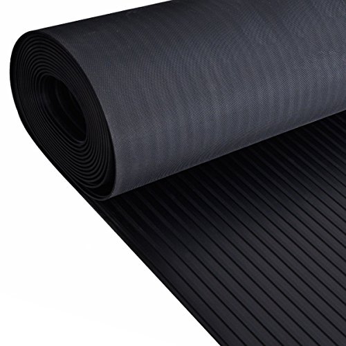 Rollo de piso ancho de goma acanalada | 4mm de espesor | 1.5m de ancho | 4m de largo | antideslizante | alfombrilla para suelos de seguridad para garaje, taller, gimnasio, estable, Parque etc