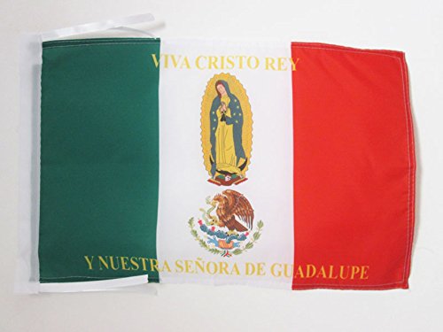 AZ FLAG Bandera de MÉXICO Cristo Rey 45x30cm - BANDERINA DE LOS CRISTEROS 30 x 45 cm cordeles