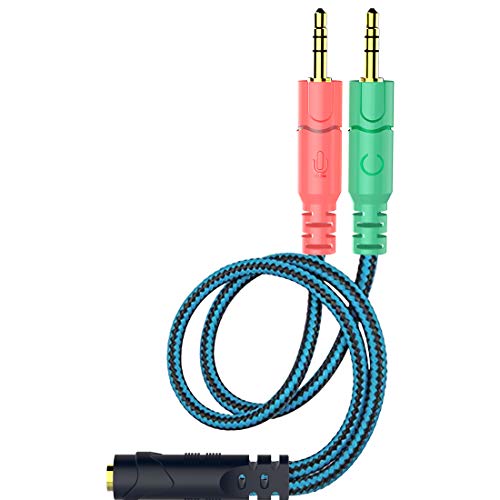 Kit Adaptador de Cable Jack de 3,5 mm, convertidores mutuos para Auriculares de PC con función de Auriculares/micrófono simultáneamente, Divisor en Y, 1 Hembra a 2 machos
