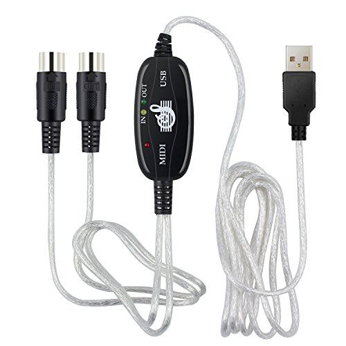 Proster USB Midi 6 Ft 2M USB al Interfaz Midi Adaptador de Cable - Adaptador USB a Convertidor de Midi Entrada-Salida Piano de Teclado de Música a PC Portátil